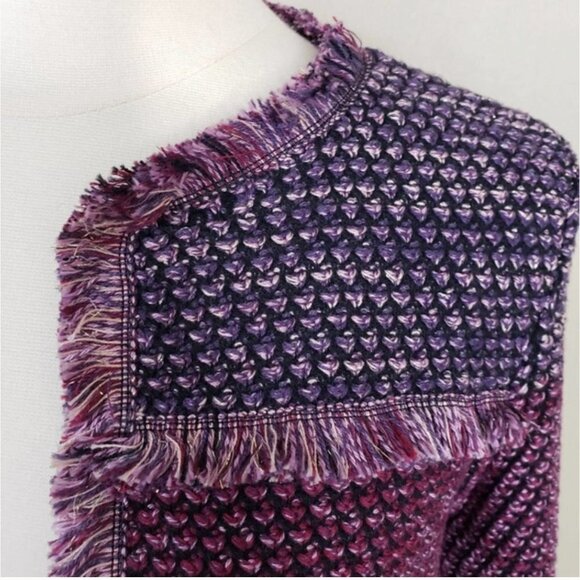 Chico's Knit Purple Marled Fringe Open Front Long Sleeve Cardigan XL - Picture 14 of 16